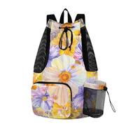 sanluoli Borsa da palestra per uomo e donna con motivo floreale floreale in stile bohémien, con coulisse, colore: giallo brillante