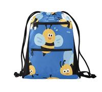 sanluoli Borsa da spiaggia con coulisse piccola borsa da palestra con tasche in rete per bottiglia d'acqua 45,7 x 33 cm