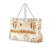 sanluoli Borsa da spiaggia portatile con acchiappasogni da cowboy occidentale con tasche laterali per la scuola, per piscina, palestra, generi alimentari e viaggi