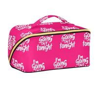 sanluoli Borsa da toilette con scritta "I'm Going Out Tonight", rosa acceso, con divisori e cerniera, da donna, accessorio da viaggio