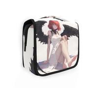 sanluoli Borsa da toilette da viaggio semplice da appendere floreale pesca per con gancio, design borsa pieghevole per articoli da toeletta per le donne deve campeggio, angelo anime ala nera