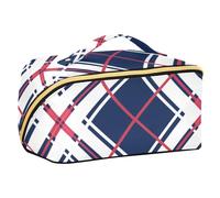 sanluoli Borsa da toilette scozzese rossa blu con divisori con cerniera borse per il trucco per le donne accessori da viaggio