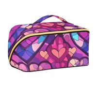 sanluoli Borsa da viaggio colorata in vetro colorato a forma di cuore anime, con divisori e cerniera, con manico, verticale, autoportante