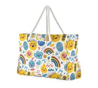 sanluoli Borsa da viaggio con tasche laterali, con motivo con nuvole di sole e nuvole, portatile, con portabicchieri sul lato