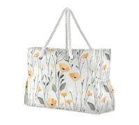 sanluoli Borsa da viaggio portatile beige dei fiori del safari, sport con le tasche laterali della borsa per il lavoro per la spiaggia&school&lavoro
