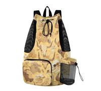 sanluoli Borsa della corda dello zaino del cordone dello scheletro giallo della mucca per la scuola con separazione bagnata ed asciutta del supporto