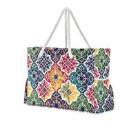 sanluoli Borsa di borsone portatile di viaggio di stile astratto della Boemia di colore, sport con la borsa delle tasche laterali per il viaggio con i supporti di tazza sul lato