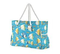sanluoli Borsa grande portatile con animali marini blu oceano con tasche laterali, borsa da viaggio portatile, perfetta per viaggi, piscina, nuoto, spiaggia, vacanze