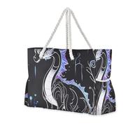 sanluoli Borsa grande portatile con drago estetico con tasche laterali, da donna, weekender, da viaggio, per piscina, palestra, generi alimentari e viaggi