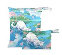 sanluoli Borsa impermeabile a prova di disordine, confezione da 2 elementi essenziali da viaggio per bambini con manici per pannolini per bambini, viaggio (bellissimo paesaggio bianco gatto)