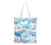 sanluoli Borsa in tela blu con scritta in lingua inglese "Cartoon Carino Birra", borsa da donna per palestra, lavoro, shopping, 40,6 x 38,1 cm, essenziale per la scuola
