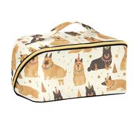 sanluoli Borsa per cosmetici da viaggio con scritta "German Dog", simpatica borsa da viaggio con divisori, leggera, autoportante