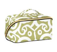 sanluoli Borsa per il trucco gialla piatta con motivo geometrico a vite con divisori Borse per il trucco impermeabili per le donne accessori da viaggio