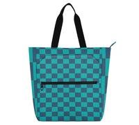 sanluoli Borsa per libri a scacchiera color foglia di tè per bambini e adulti, gotica impermeabile, borsa da spiaggia con cerniera, per scuola, shopping, spiaggia, forniture scolastiche arcobaleno