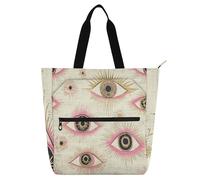 sanluoli Borsa per libri con occhi misteriosi color oro pesca, per bambini, studenti, adulti, gotica, grande, borsa da spiaggia con cerniera, per scuola, shopping, spiaggia, forniture scolastiche