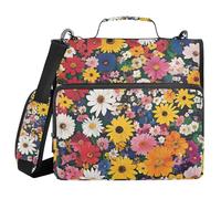 sanluoli Borsa portadocumenti con cerniera a 3 anelli, con tracolla e tasca con cerniera, adatta per la scuola media, 3,8 cm, colori vivaci
