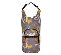 sanluoli Borsa regolabile per bottiglia d'acqua, borsa per il trasporto di bottiglie d'acqua da 60/60/81/1134 ml, porta bottiglia d'acqua grigio scuro arancione giallo farfalla Sihouette