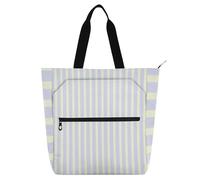 sanluoli Borsa tote a righe verticali blu per ragazzi ragazze donne, gotica impermeabile borsa per attività per bambini borsa artistica con cerniera per scuola e tempo di gioco forniture scolastiche
