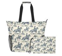 sanluoli Borsa tote con cerniera, borsa tote weekender, 2 pezzi | Portatile e portatile con cerniera e tasche in rete, per giocattoli, asciugamani, viaggi, crociera, cowboy vintage e schizzi