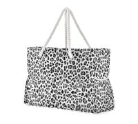 sanluoli Borsa tote da donna robusta con stampa leopardata con sfondo bianco, con tasche laterali, perfetta per viaggi, piscina, nuoto, spiaggia, vacanze