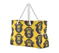 sanluoli Borsa tote da donna robusta gialla nera con tasche laterali grande borsa da spiaggia con tasche con cerniera