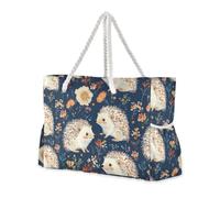 sanluoli Borsa tote da lavoro di grande capacità con motivo riccio con cartoni animati, con tasche laterali, perfetta per viaggi, piscina, nuoto, spiaggia, vacanze
