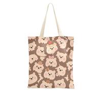 sanluoli Borsa tote in tela marrone con motivo riccio in stile cartone animato, robusta borsa con manici, per Natale, pensionamento, shopping, spiaggia, lavoro, 40,6 x 38,1 cm, essenziale per la