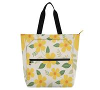 sanluoli Borsa tote per bambini con fiori gialli, per bambini, ragazzi, ragazze, gotica, leggera, resistente, riutilizzabile, per biblioteca, scuola, shopping, spiaggia, materiale scolastico