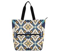 sanluoli Borsa tote per bambini con motivo geometrico piatto con croce maltese per bambini e adulti, borsa tote robusta gotica riutilizzabile con cerniera per scuola, shopping, spiaggia, forniture