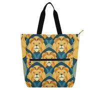 sanluoli Borsa tote per bambini geometriche con leoni egiziani bohémien, per bambini e adulti, gotico leggero, borsa della spesa riutilizzabile, borsa per la scuola e il tempo di gioco, materiale