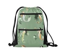 sanluoli Borse con coulisse alla moda per nuotatori con tasche in rete per bottiglia d'acqua 45,7 x 33 cm