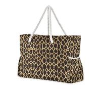 sanluoli Borse da viaggio piatte geometriche leopardate con stampa oro di grande capacità per viaggiare con tasche laterali Borsa per le donne con portabicchieri sul lato