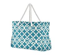 sanluoli Borse di totalizzatore da viaggio di grande capacità di Argyle Teal del modello geometrico piatto con le tasche laterali Borsa per il lavoro con i portabicchieri sul lato
