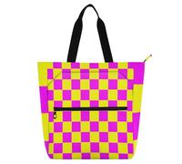 sanluoli Buffalo Plaid Check Giallo Magenta Libro Tote per Bambini Ragazzi Ragazze Gotico Impermeabile Scuola Spiaggia Borsa Shopping Bag con Cerniera per Scuola e Tempo di Gioco Arcobaleno Forniture