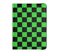 sanluoli Buffalo Plaid Check Nero Lime Verde Custodia Passaporto Custodia da Viaggio Portafoglio Passaporto Carino Libro Passaporto Leggero