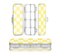 sanluoli Buffalo Plaid Check Oro Bianco Cuore Plastica Matita Box 2 Strati Penne Astucci Per Cancelleria Con Coperchio