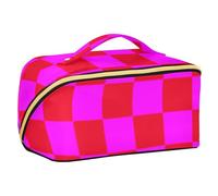 sanluoli Buffalo Plaid Check Rosso Magenta Trucco Borse con Divisori Leggero Cosmetici Borse Per Le Donne Viaggio Verticale Free-Standing