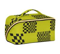 sanluoli Buffalo Plaid Multi Check Nero Giallo Trucco Borse con divisori Portatile Make Up Borse Per Le Donne Accessori Da Viaggio