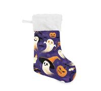 sanluoli Calze di Natale oversize con fantasmi di Halloween e zucca, calze di Natale per la famiglia con polsino in peluche decorazione da appendere per letto