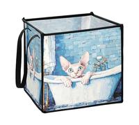 sanluoli Carino Cornish Rex Cats Vintage Vasca da bagno cubi di stoccaggio in tessuto per il bagno pieghevole Decore scatola di immagazzinaggio 13x13x13 In