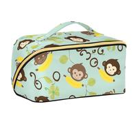 sanluoli Carino Del Fumetto Scimmie Banane Sacchetto di Trucco con divisori Portatile Sacchetto Cosmetico Per Le Donne Accessori Da Viaggio