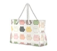 sanluoli Carino Pastello Gatti Cartoon Grande Capacità Viaggio Duffel Bag Tote con tasche laterali Borse Per Viaggio con portabicchieri sul lato