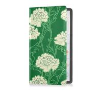 sanluoli Carnation Lace Grass Green Premium Leather Car Registration and Insurance Card Holder Portafoglio Documenti per patente di guida, carte e documenti essenziali