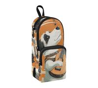 sanluoli Cartone animato Cane Musica Play Nylon 3 Scomparti Penna Borsa Portamatite Multiuso ed Estetica Con Scomparti Cancelleria per Ragazzi Scuola Media 1600ml