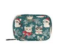 sanluoli Cartone animato carino Merry Christmas Cat medico borsa con scomparti staccabili organizzatore portatile cerniera caso, Cartone animato carino Merry Christmas Cat