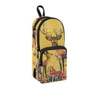 sanluoli Cartone animato Robusto Cervo Sika Nylon 3 Scomparti Matite Borsa Con Manico Studio & Multifunzionale Astuccio Per Teen Cancelleria Borsa per Uomini Scuola Media 1600ml