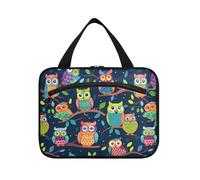 sanluoli Cartoon dipinto a mano Owl Group in Color_1 appeso viaggio borsa cosmetica con gancio, designer borse essenziali per gli uomini per le donne must hotel bolsa para guardar maquillaje, Gruppo