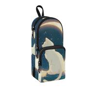 sanluoli Cat Moon Starry Cartoon Anime Nylon 3 Scomparti Grande Astuccio Portamatite Grande Capacità Astuccio per Teen Cancelleria per Preppy College 1600 ml