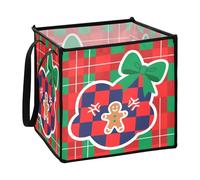 sanluoli Cestini di stoffa per bambini con pane allo zenzero di Natale per bambini, contenitori pieghevoli per biancheria, 33 x 33 x 33 cm