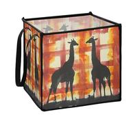 sanluoli Cestino portaoggetti a quadri neri a quadri Safari Giraffe, per cucina, cestelli medi pieghevoli, 33 x 33 x 33 cm